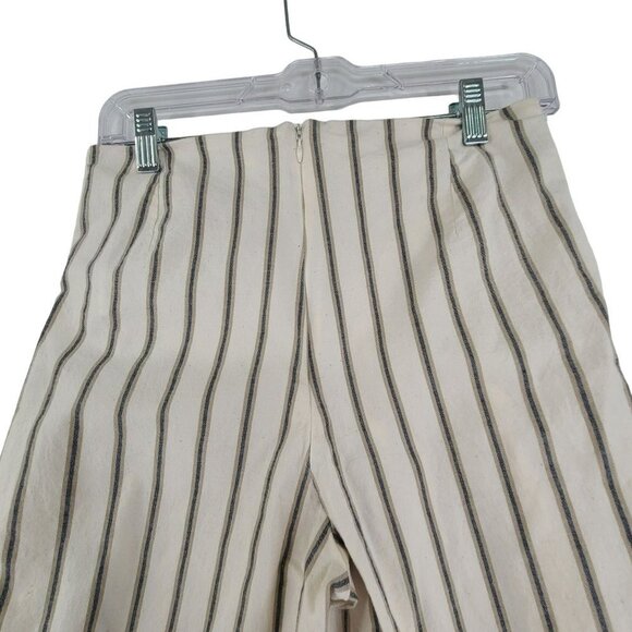 Pat Primo Women's High Waisted Casual Striped Pants  Tan and white Size 6 - Picture 9 of 11